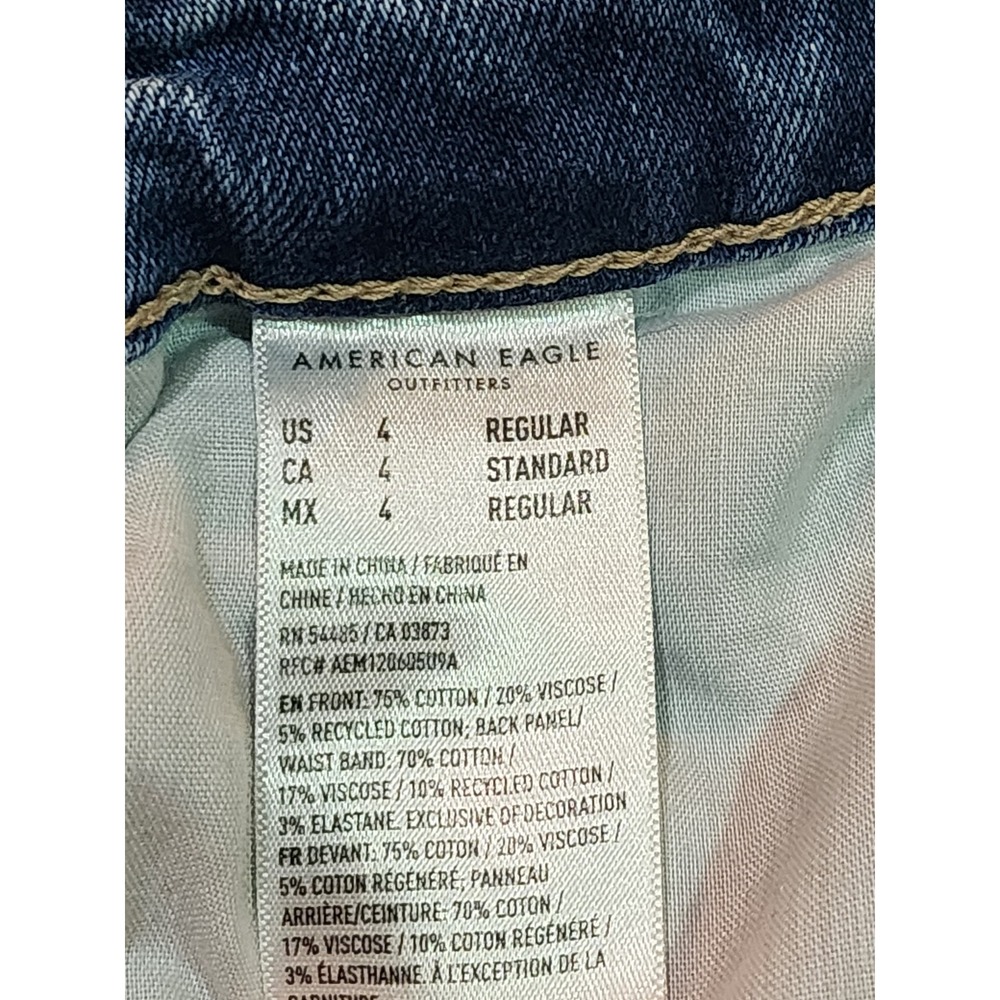 American Eagle Strigid Mom Jeans Blue Distressed High Rise Womens 4 Regular - Picture 4 of 7